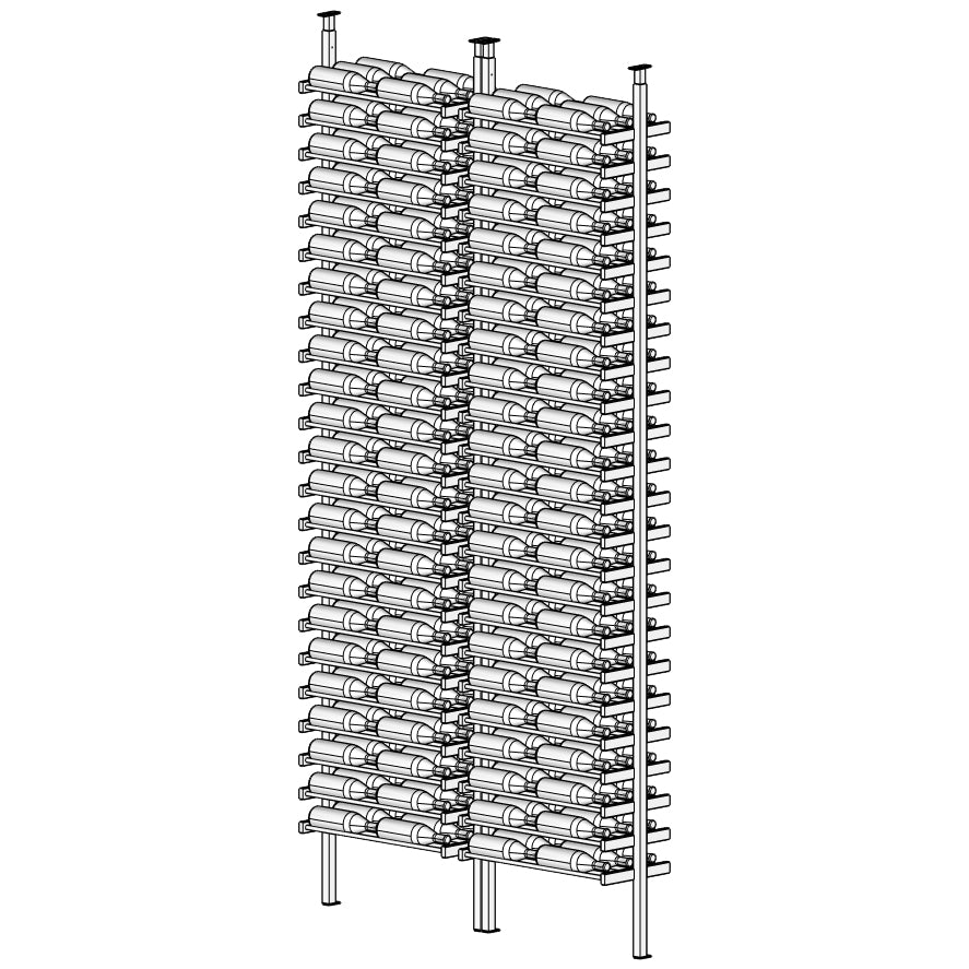 LABEL Gray Wine rack with multiple bottles 