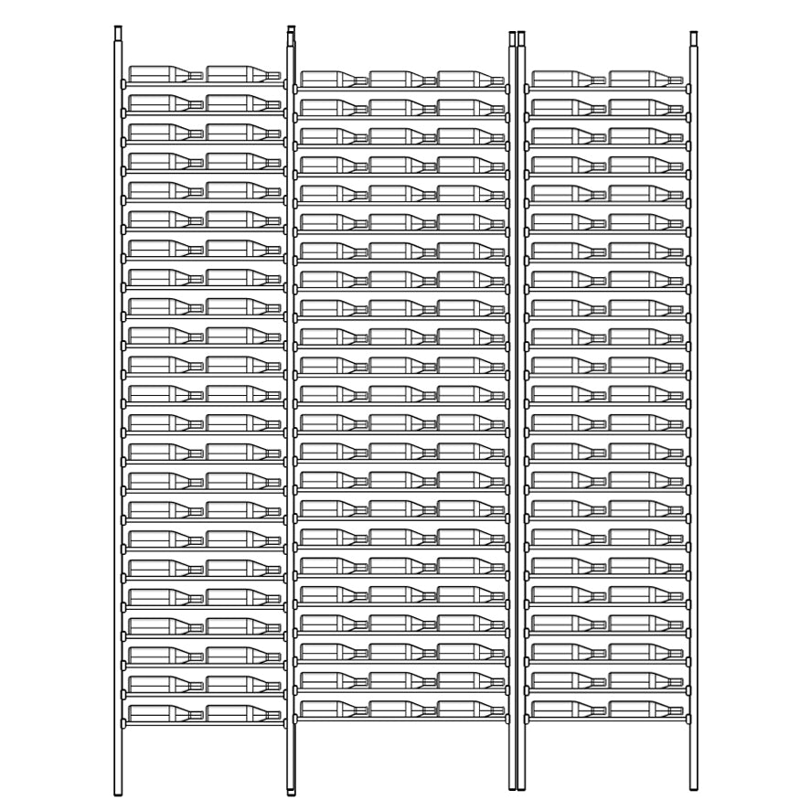 Premier Cru Wine Racks Premier Cru Modern - LableView - Double Triple Double (97 1/4" Wide) - 3 Bottles Deep