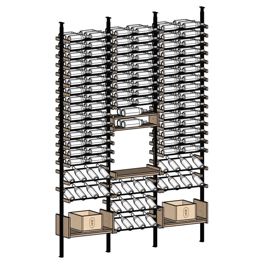 Orelis Wine Rack with multiple shelves holding wine bottles.