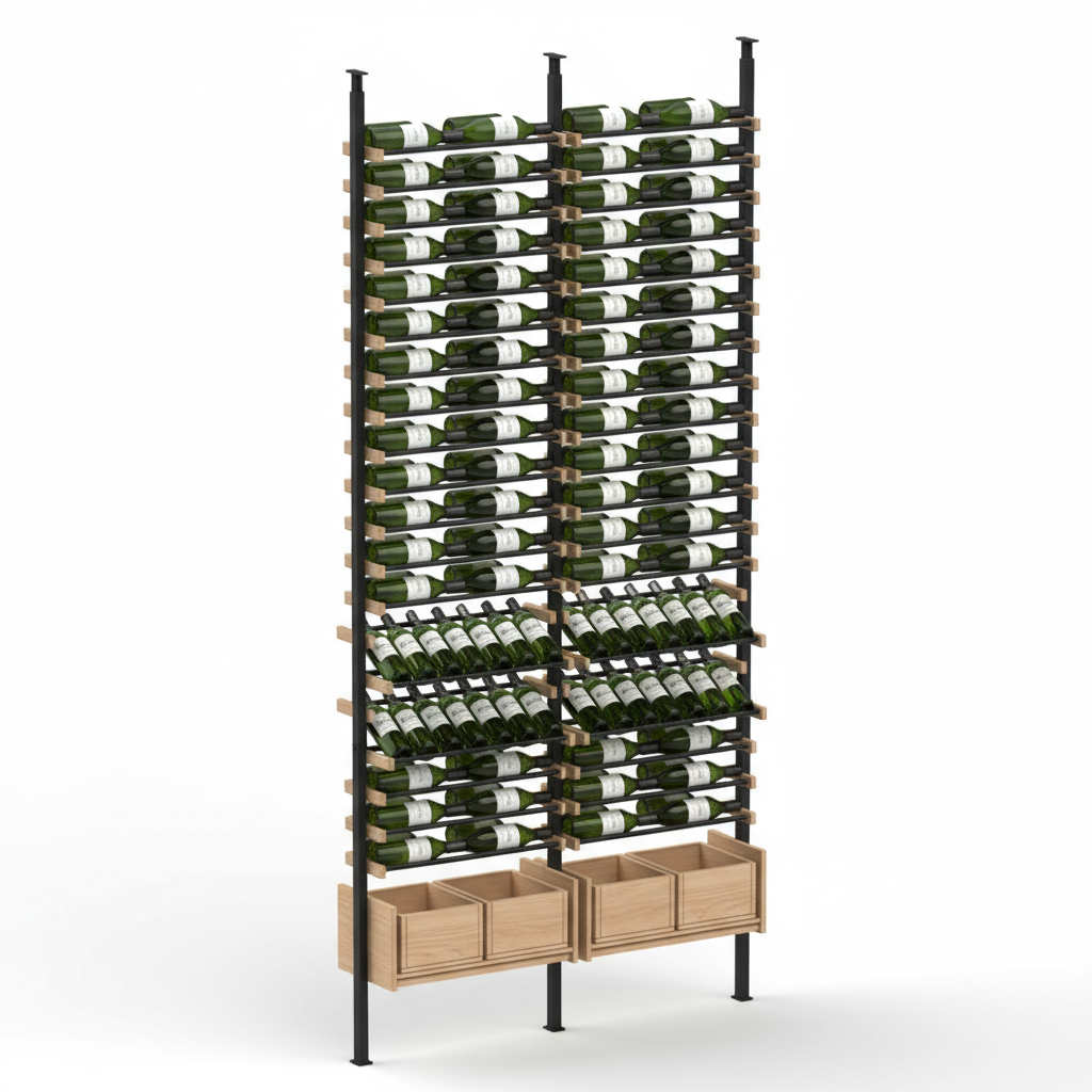 Premier Cru Wine Racks Premier Cru Modern - Ensemble - Double Double (57 1/4" Wide) - 2 Bottles Deep