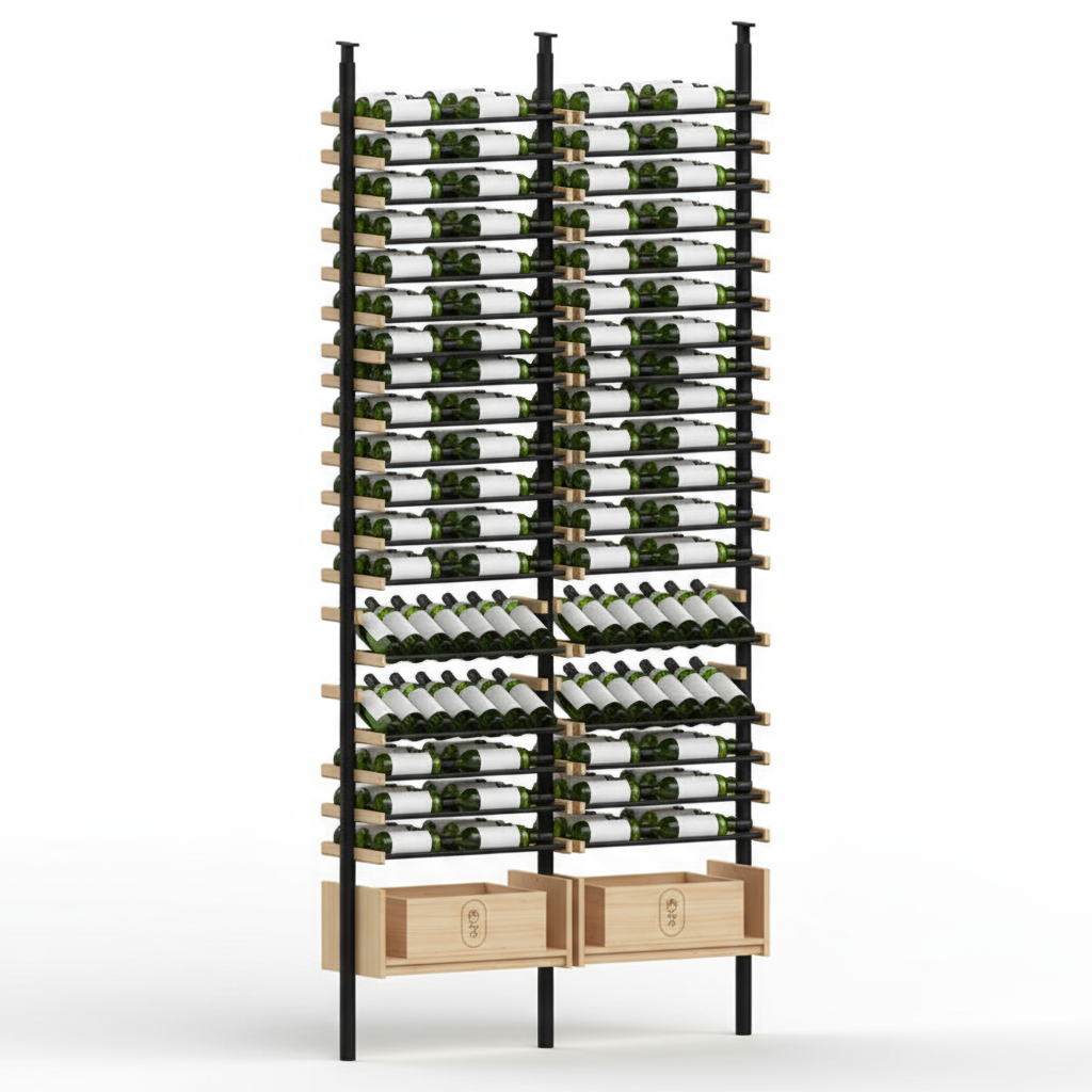 Premier Cru Wine Racks Premier Cru Modern - Ensemble - Double Double (57 1/4" Wide) - 3 Bottles Deep