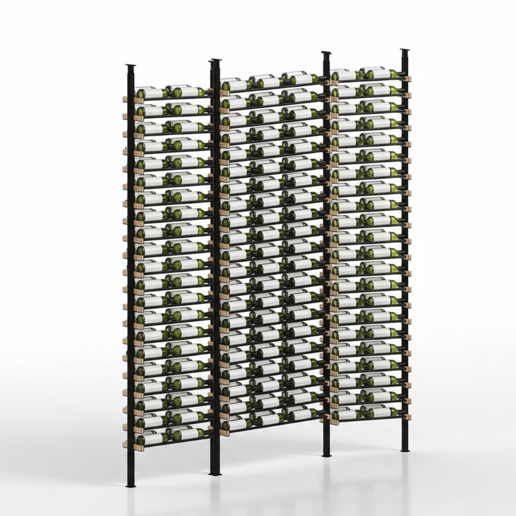 Premier Cru Wine Racks Premier Cru Modern - LableView - Double Triple Double (97 1/4" Wide) - 2 Bottles Deep