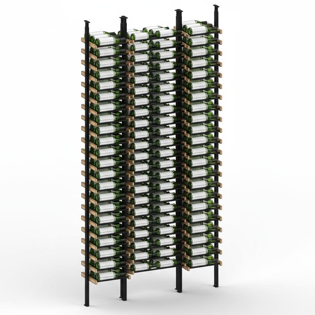 Premier Cru Wine Racks Premier Cru Modern - LableView - Single Double Single (61 1/4" Wide) - 3 Bottles Deep