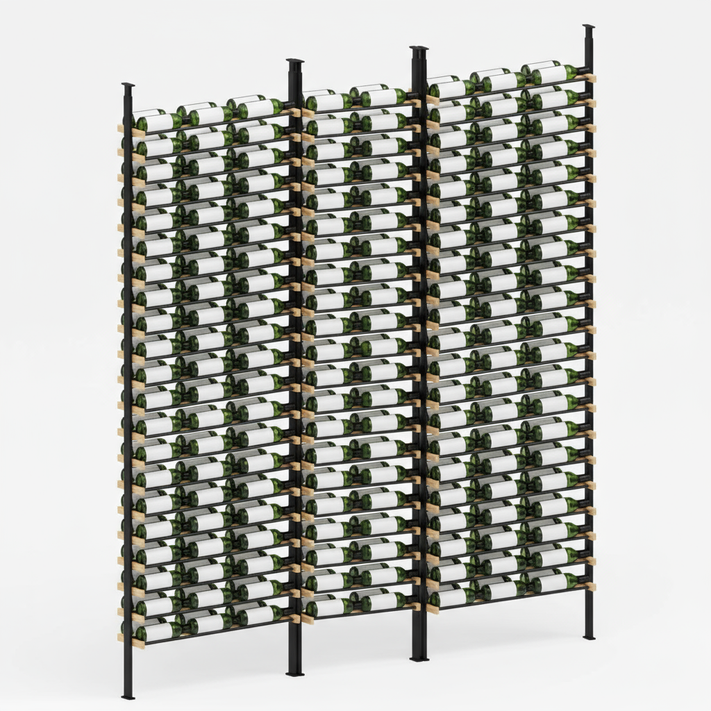 Premier Cru Wine Racks Premier Cru Modern - LableView - Triple Double Triple (109 1/2" Wide) - 2 Bottles Deep