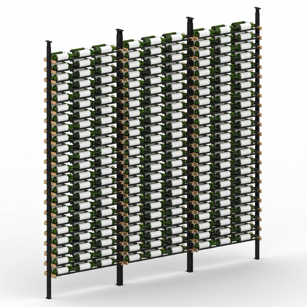 Premier Cru Wine Racks Premier Cru Modern - LableView - Triple Triple Triple (121 1/4" Wide) - 2 Bottles Deep