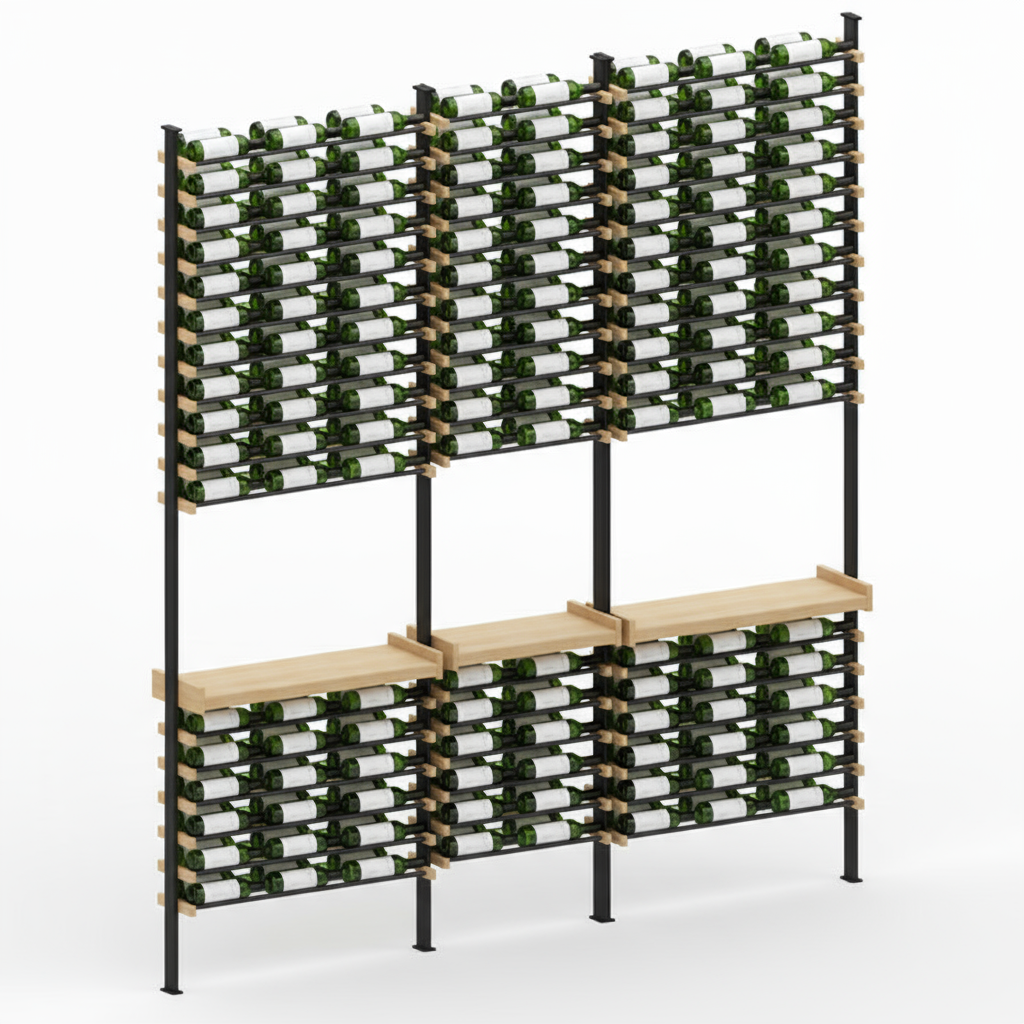 Premier Cru Wine Racks Premier Cru Modern - Savour - Triple Double Triple (109 1/2" Wide) - 2 Bottles Deep