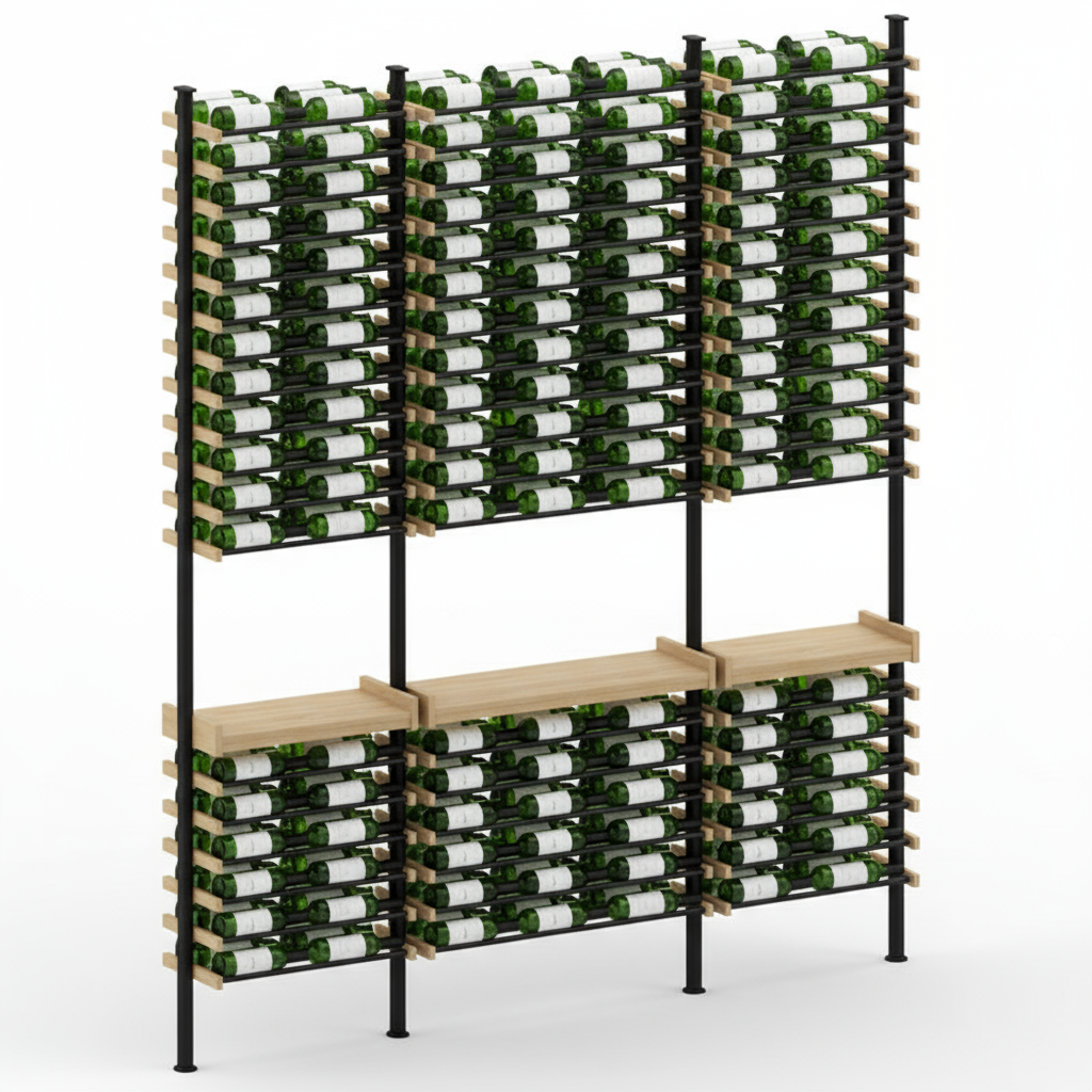 Premier Cru Wine Racks Premier Cru Modern - Savour - Triple Double Triple (109 1/2" Wide) - 3 Bottles Deep