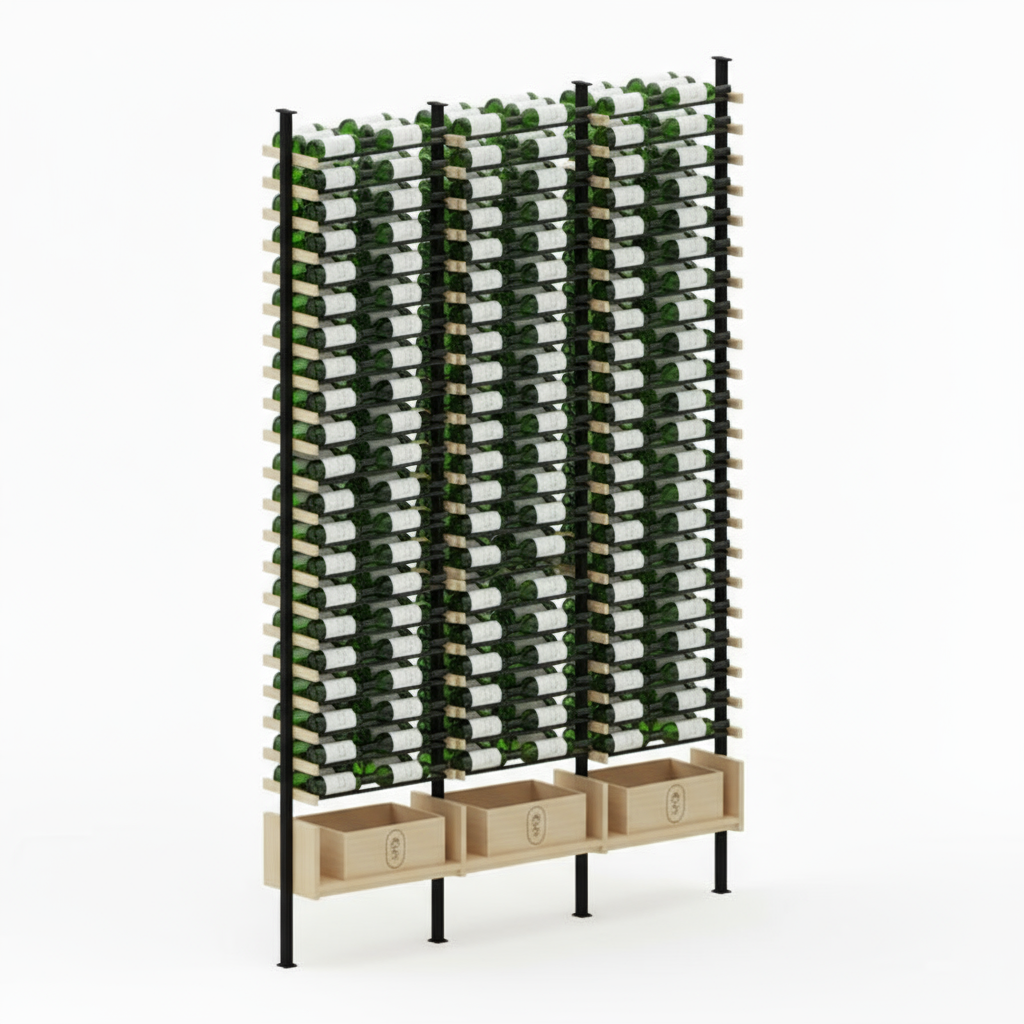 Premier Cru Wine Racks Premier Cru Modern - VinoCase - Double Double Double (57 1/4" Wide) - 3 Bottles Deep