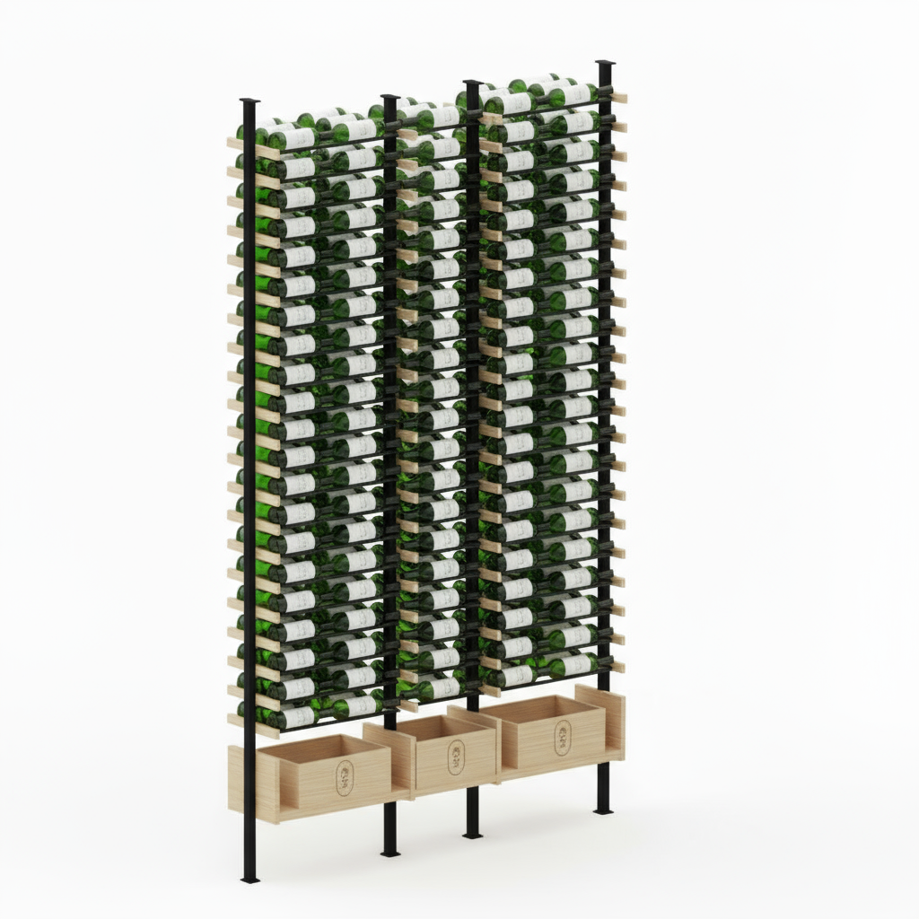 Premier Cru Wine Racks Premier Cru Modern - VinoCase - Double Single Double (73 1/4" Wide) - 3 Bottles Deep