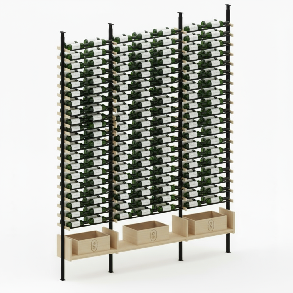 Premier Cru Wine Racks Premier Cru Modern - VinoCase - Double Triple Double (97 1/4" Wide) - 2 Bottles Deep