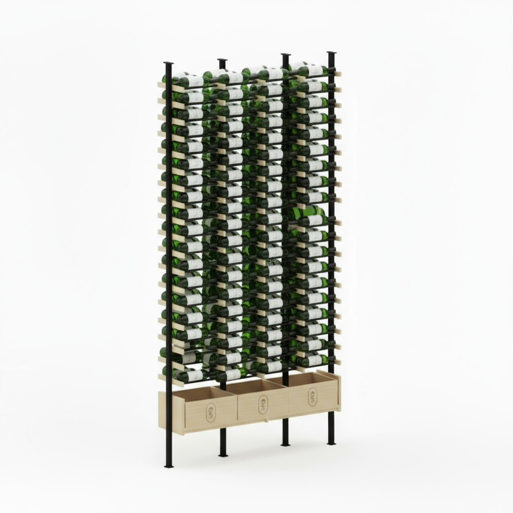 Premier Cru Wine Racks Premier Cru Modern - VinoCase - Single Double Single (61 1/4" Wide) - 3 Bottles Deep