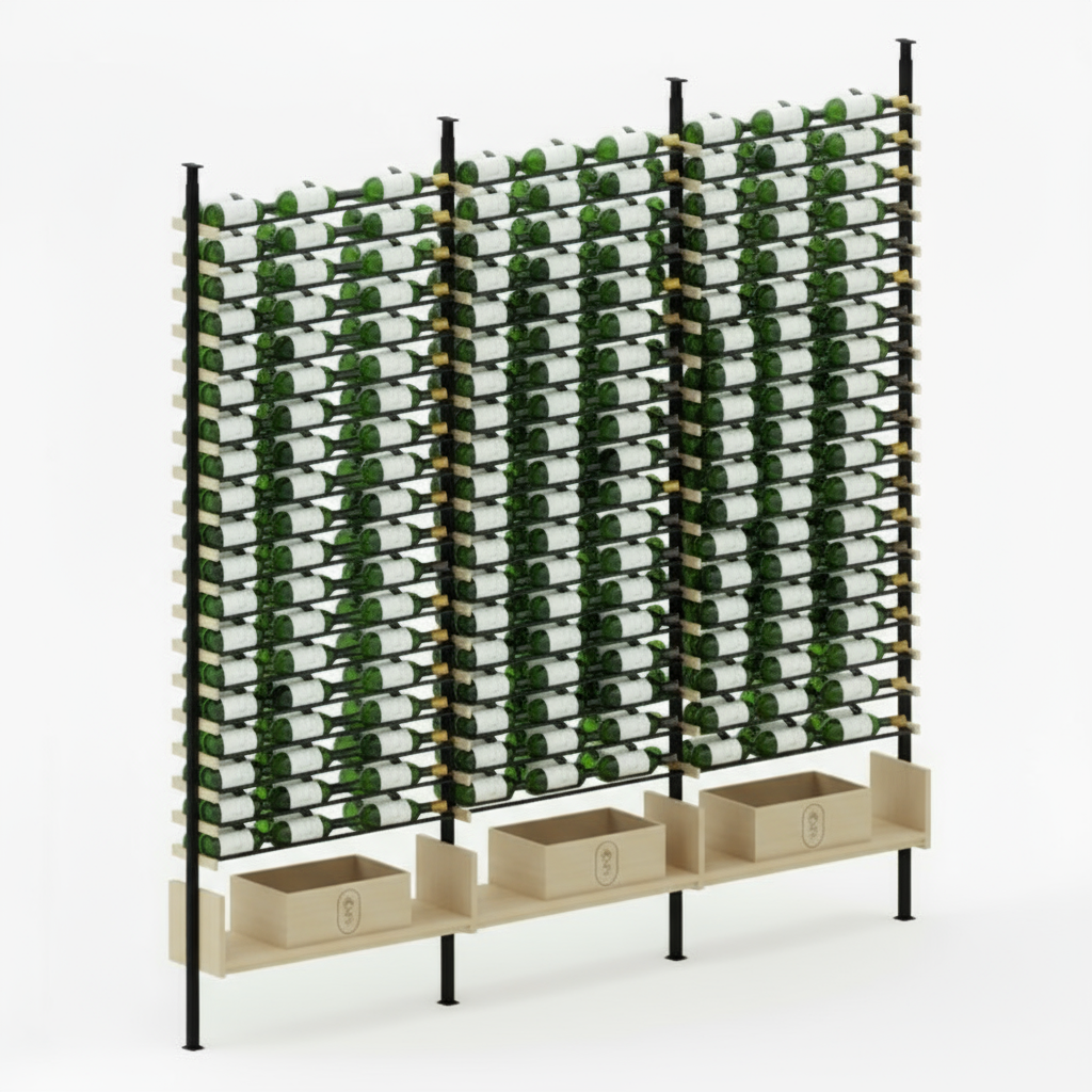 Premier Cru Wine Racks Premier Cru Modern - VinoCase - Triple Triple Triple (121 1/4" Wide) - 2 Bottles Deep