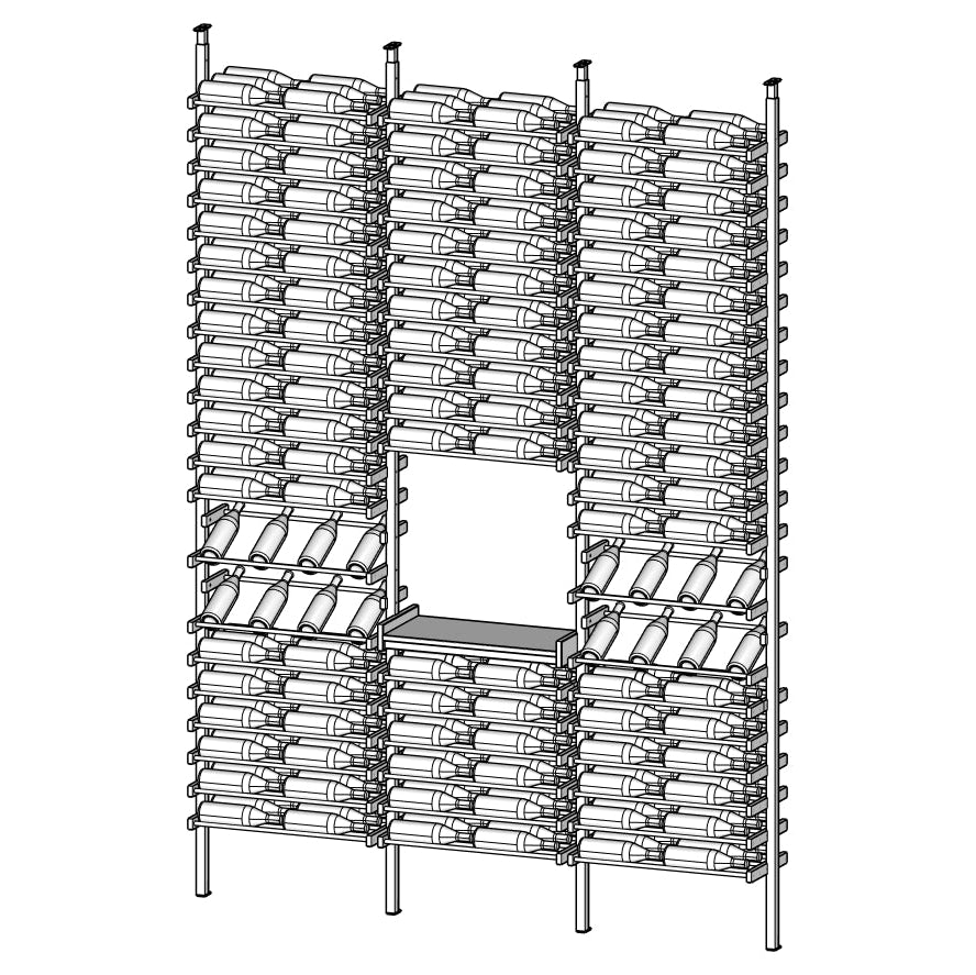Rovelle gray Wine rack with bottles stacked vertically.
