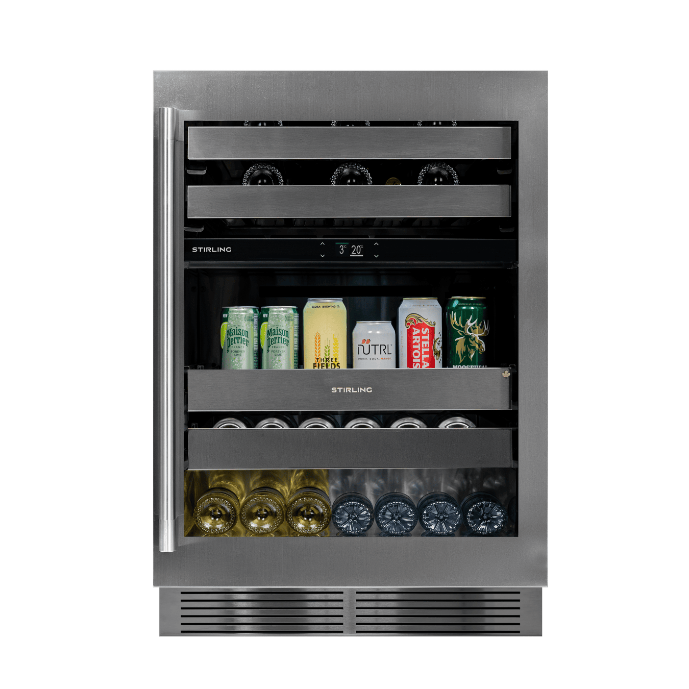 S4-D250SS/PANR : refroidisseur à vin et boissons à deux zones 24" - Fabriqué au Canada