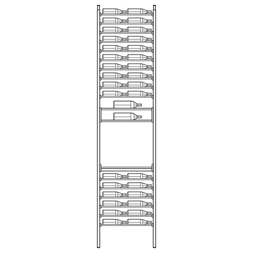 Premier Cru Wine Racks Premier Cru Modern - Savour - Double Wide (29 1/2" Wide) - 2 Bottles w Disp, + Angled Disp. Deep