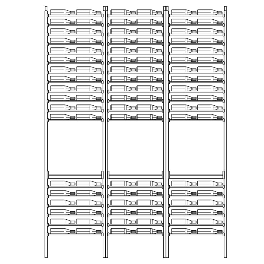 Premier Cru Wine Racks Premier Cru Modern - Savour - Double Double Double (57 1/4" Wide) - 2 Bottles Deep