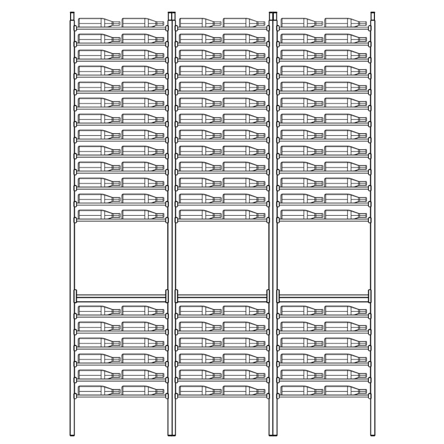 Premier Cru Wine Racks Premier Cru Modern - Savour - Double Double Double (57 1/4" Wide) - 3 Bottles Deep