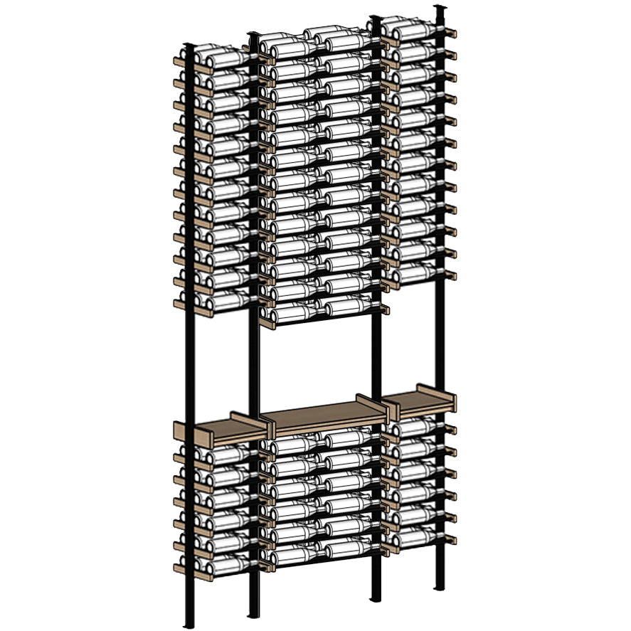 Premier Cru Wine Racks Premier Cru Modern - Savour - Single Double Single (61 1/4" Wide) - 3 Bottles Deep