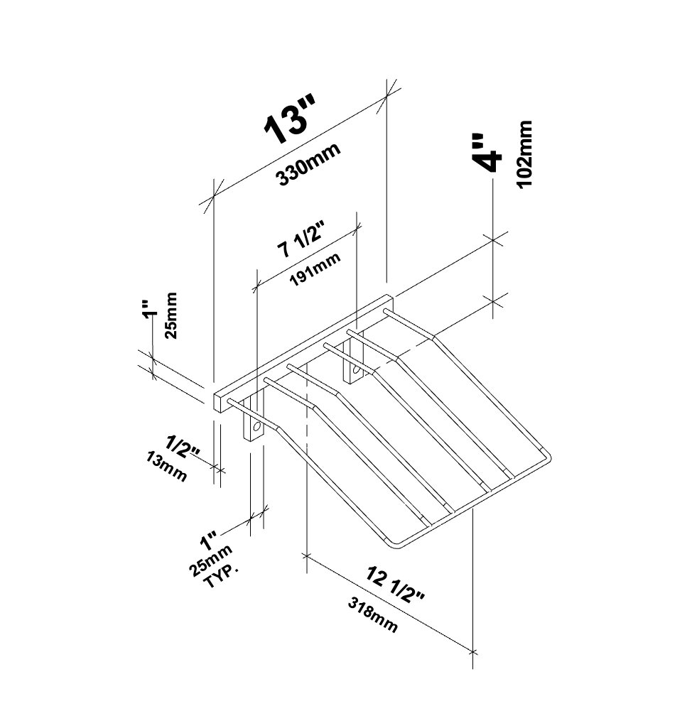 W Series Presentation Row (wall mounted metal wine rack)