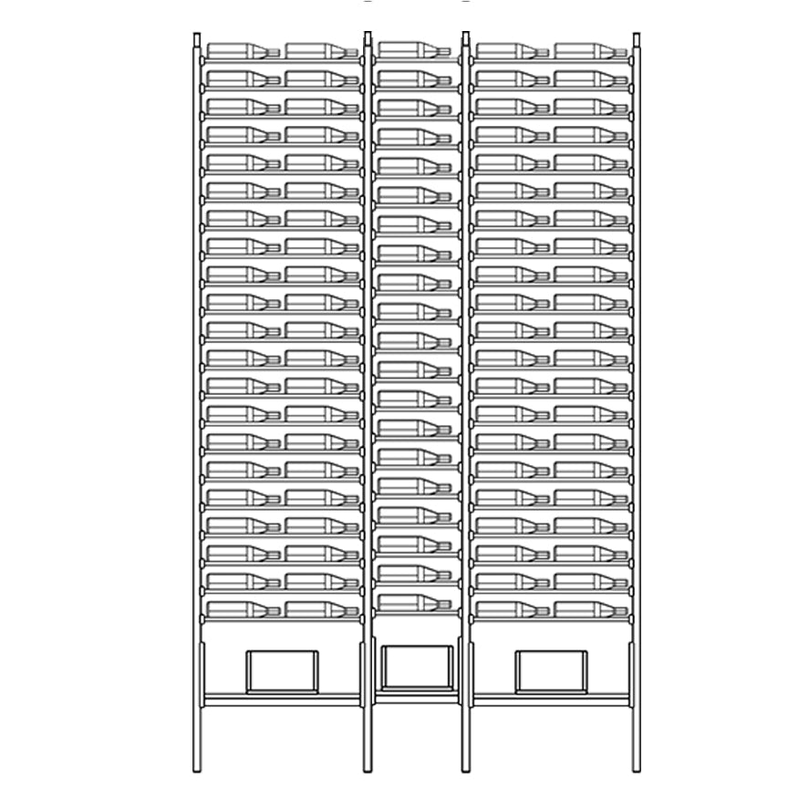 Premier Cru Wine Racks Premier Cru Modern - VinoCase - Double Single Double (73 1/4" Wide) - 3 Bottles Deep