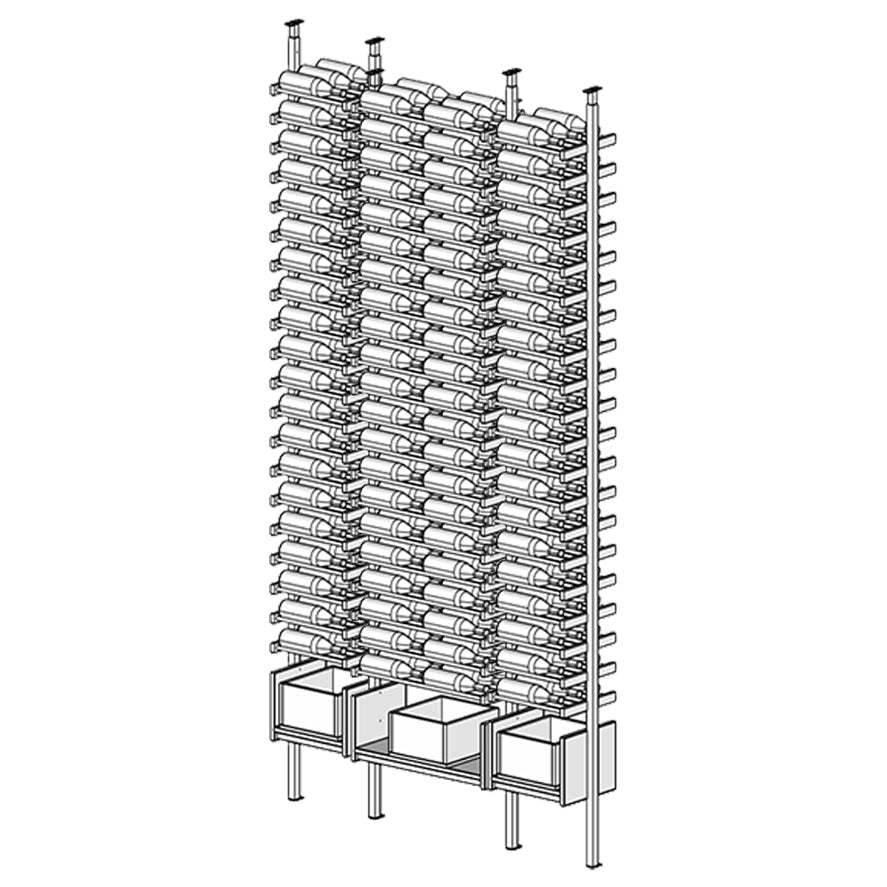 Premier Cru Wine Racks Premier Cru Modern - VinoCase - Single Double Single (61 1/4" Wide) - 3 Bottles Deep