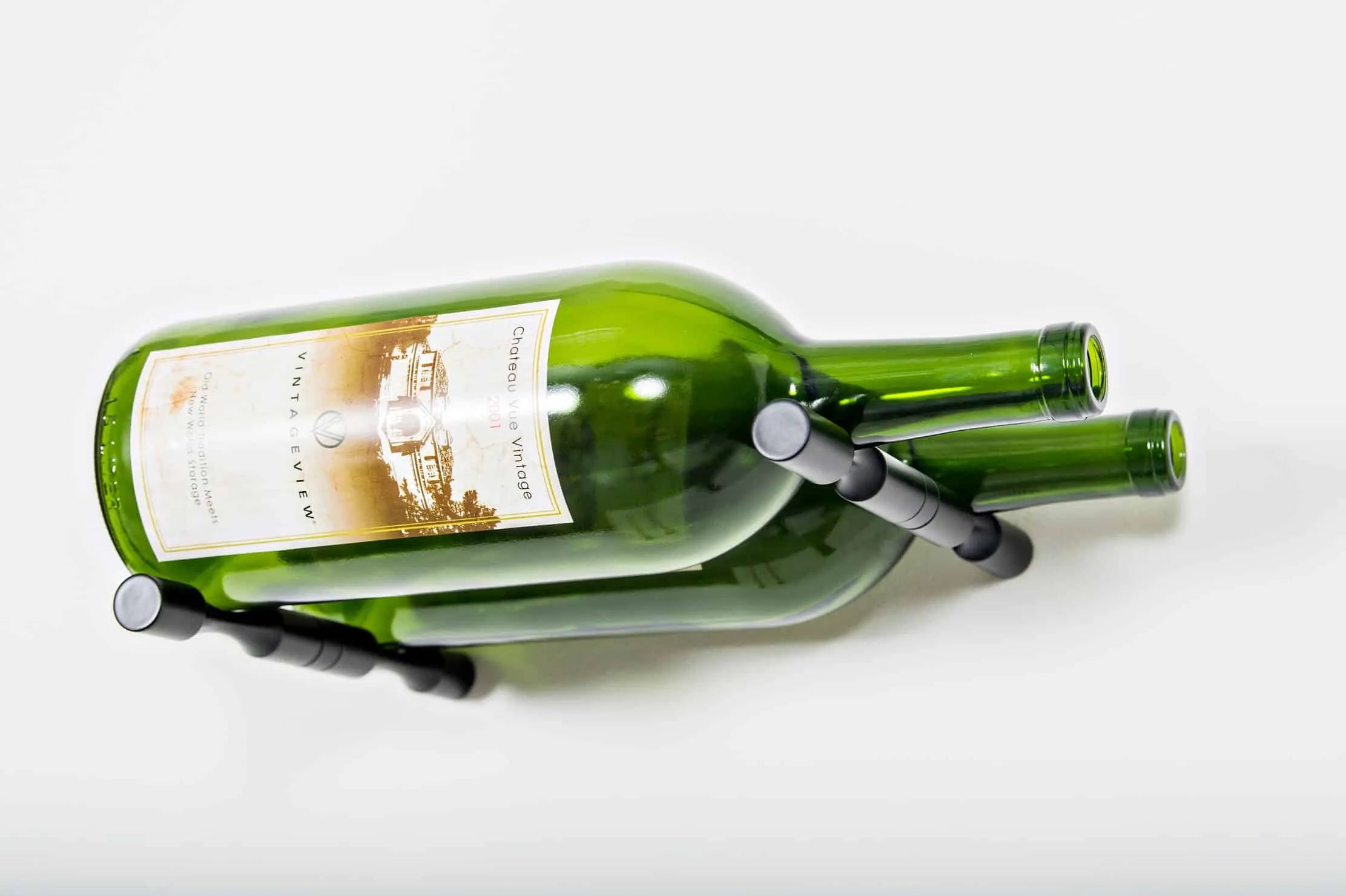 Green wine bottle on a white background