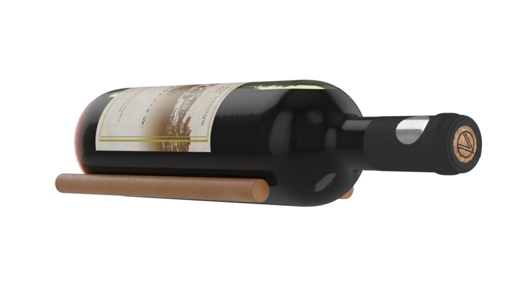 VintageView Vino Rails 1: Limited Edition Cognac Leather 1-Bottle Wine Peg Cognac Leather Wood Stud