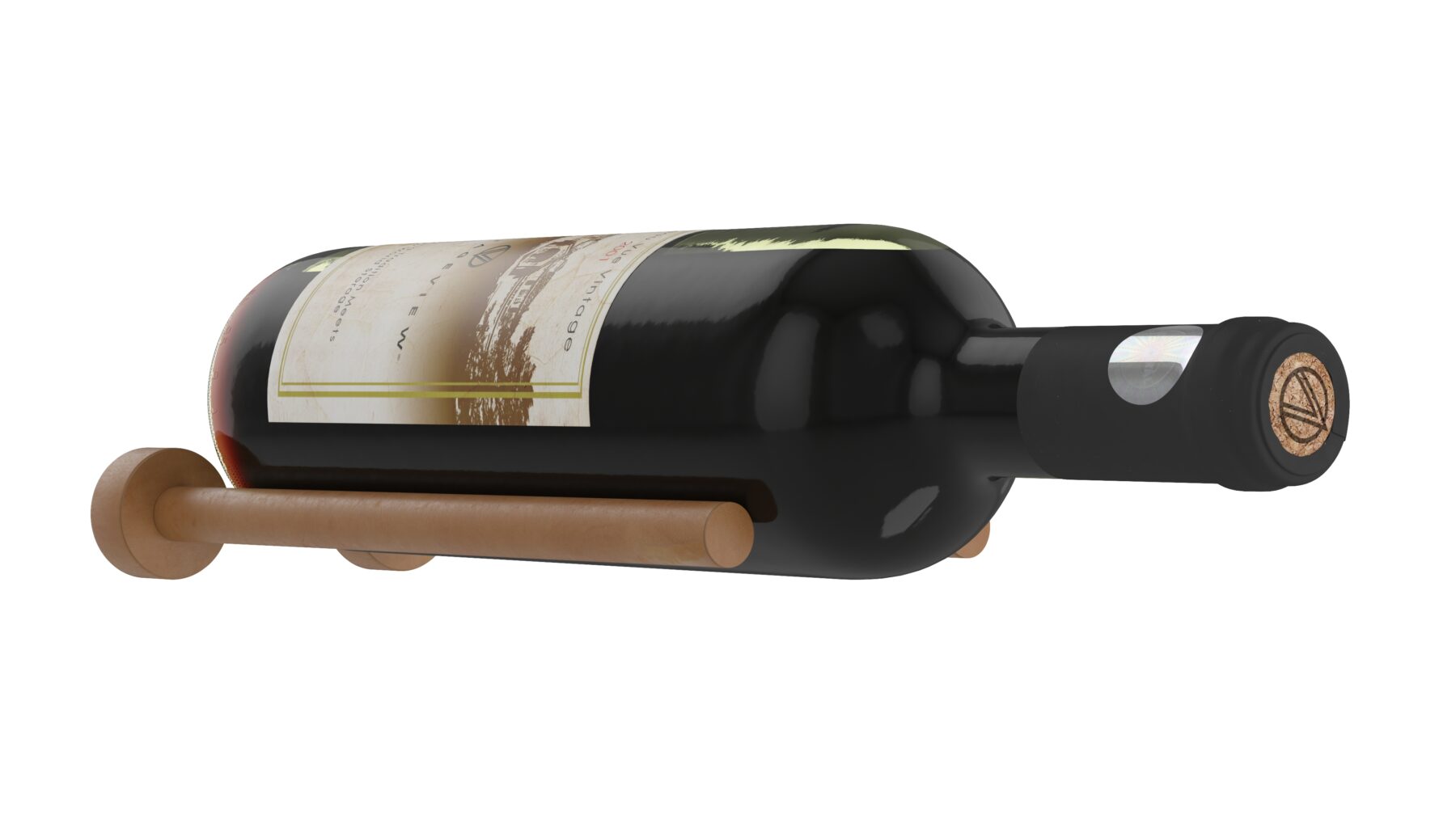 VintageView Vino Rails 1: Limited Edition Cognac Leather 1-Bottle Wine Peg Cognac Leather Drywall (includes Collars)