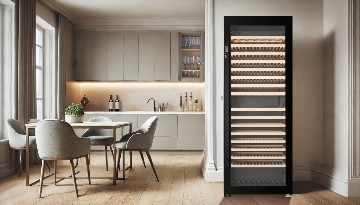 VANTAGGIO V300 single-zone wine cabinet stores 240 Burgundy bottles