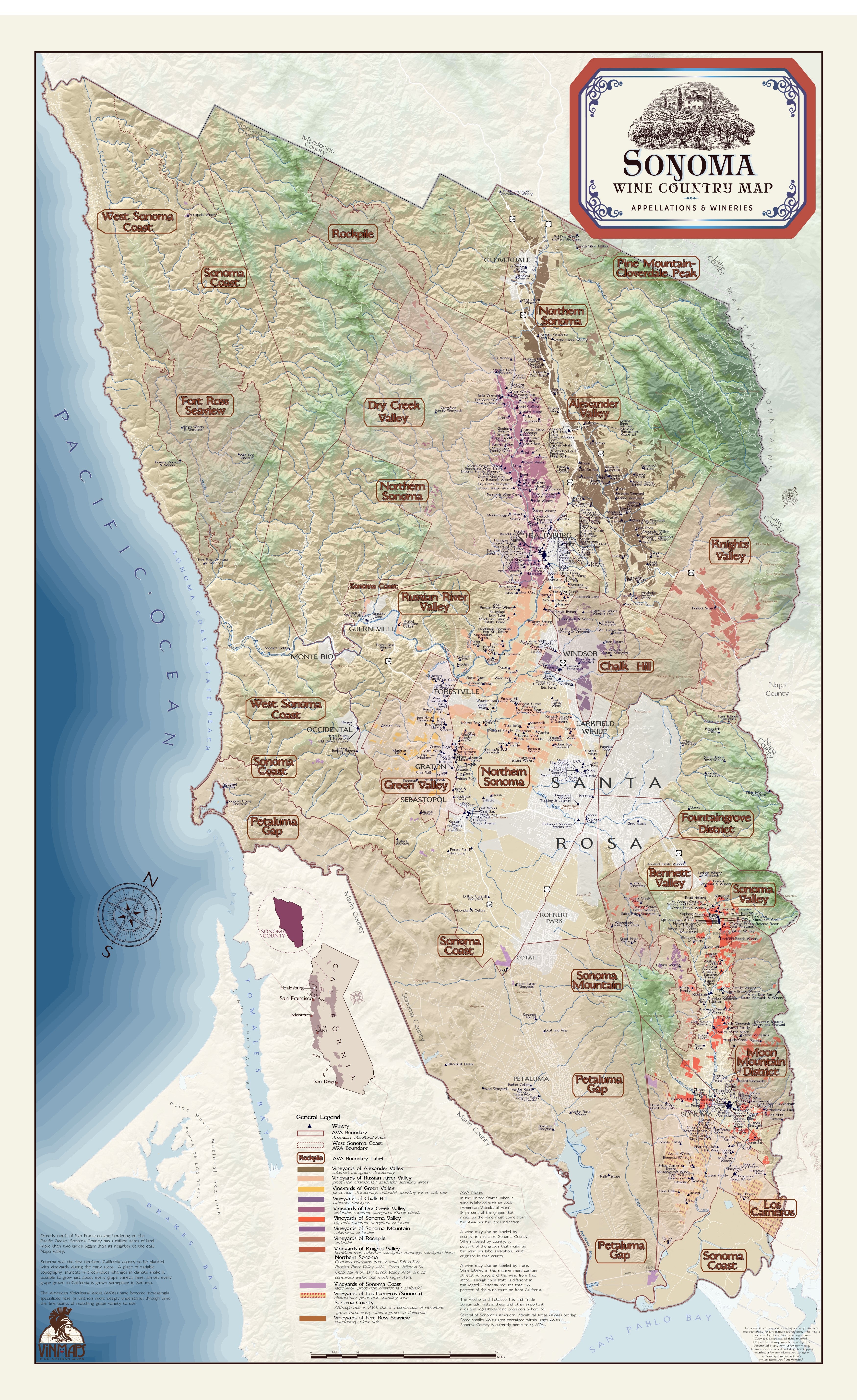 Sonoma Wine Country Map