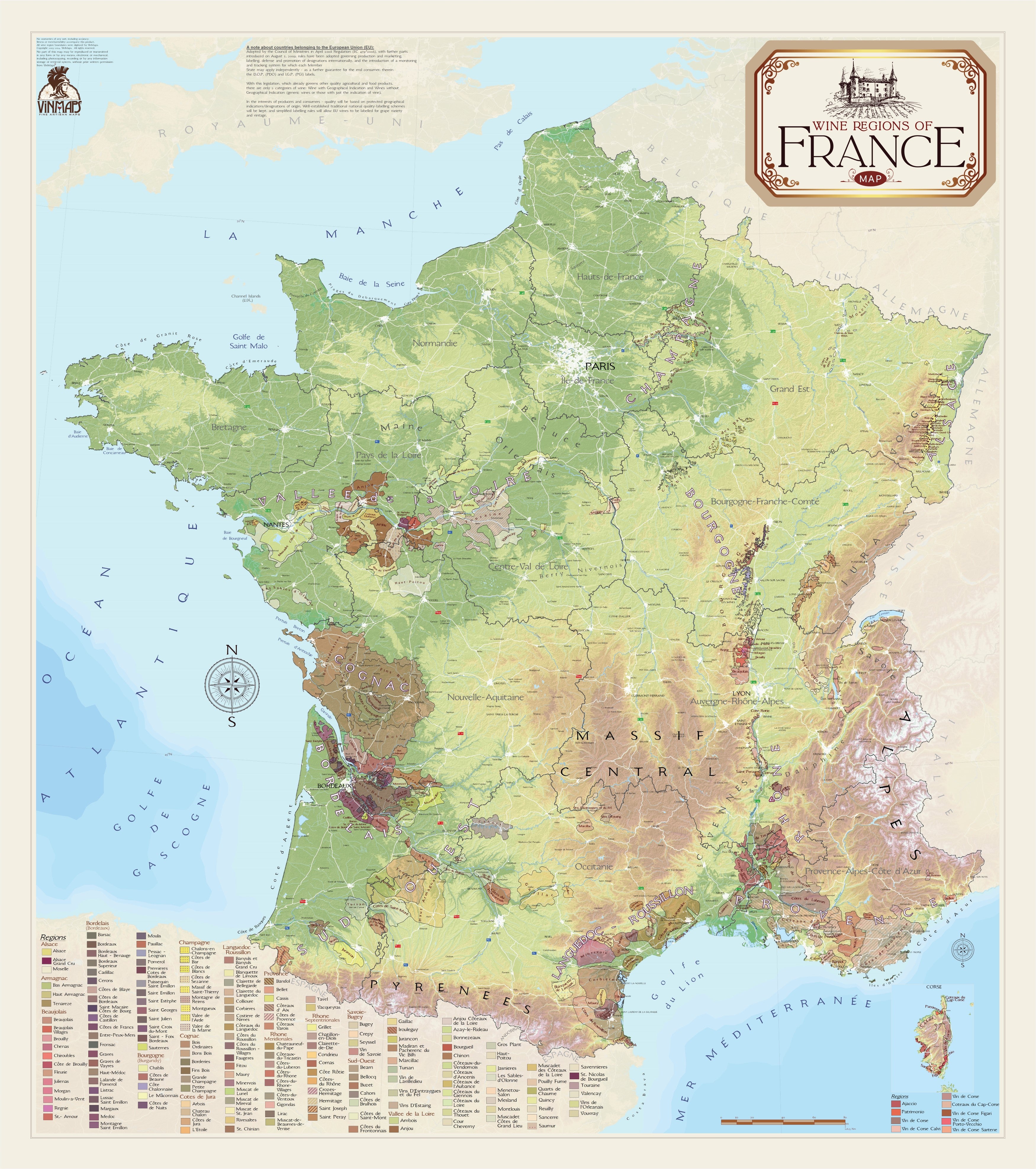 Wine Regions of France Map