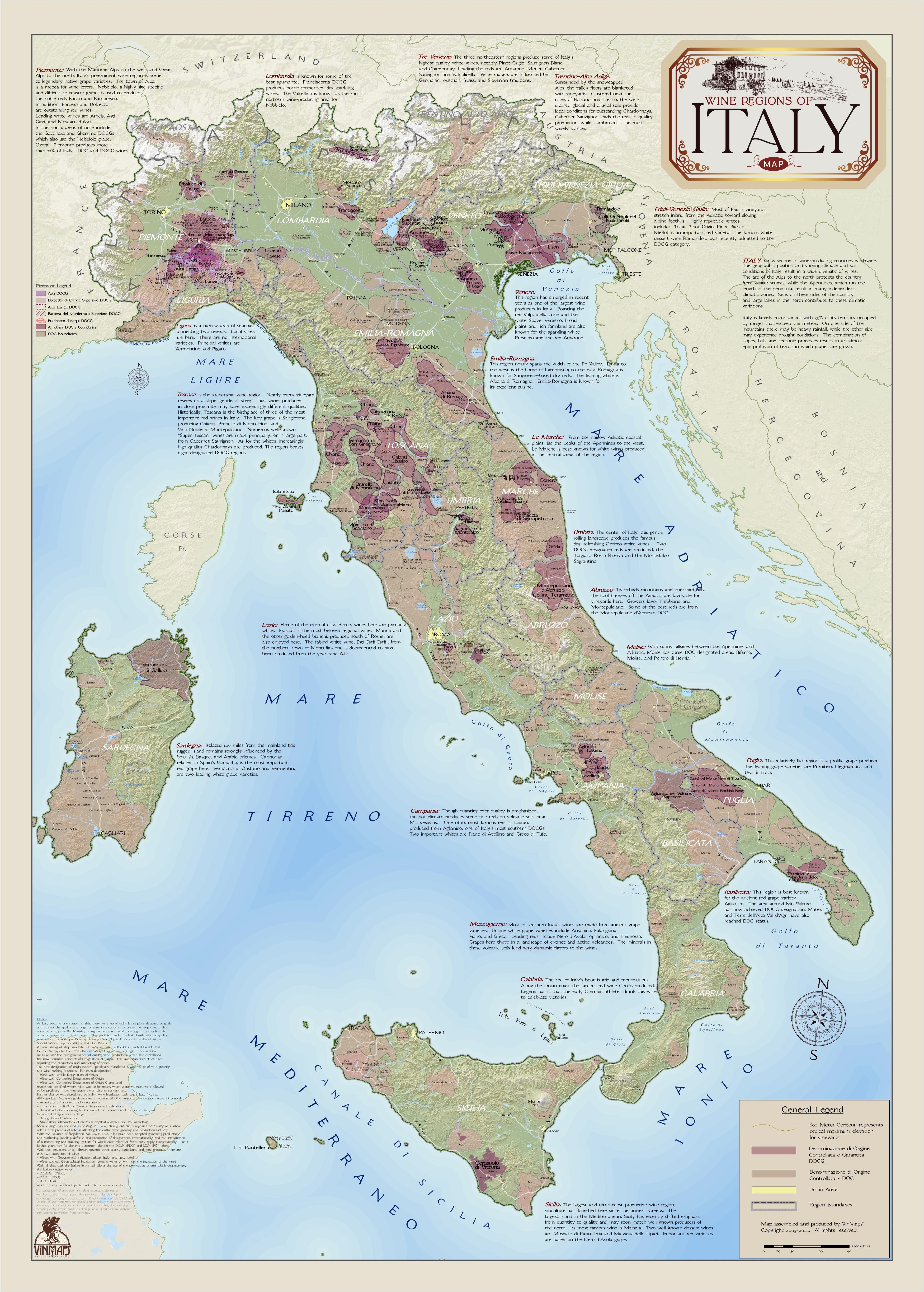 Wine Regions of Italy Map