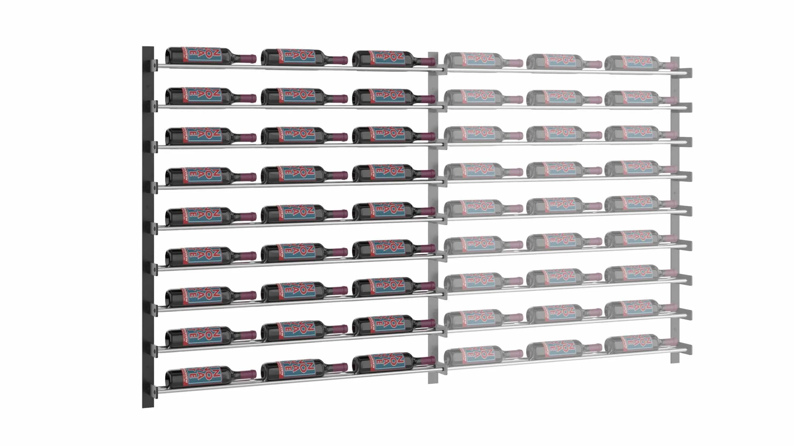 VintageView Evolution Wine Wall 45 3C Extension (wall mounted metal wine rack expansion pack) Matte Black Chrome 27 Bottle Single