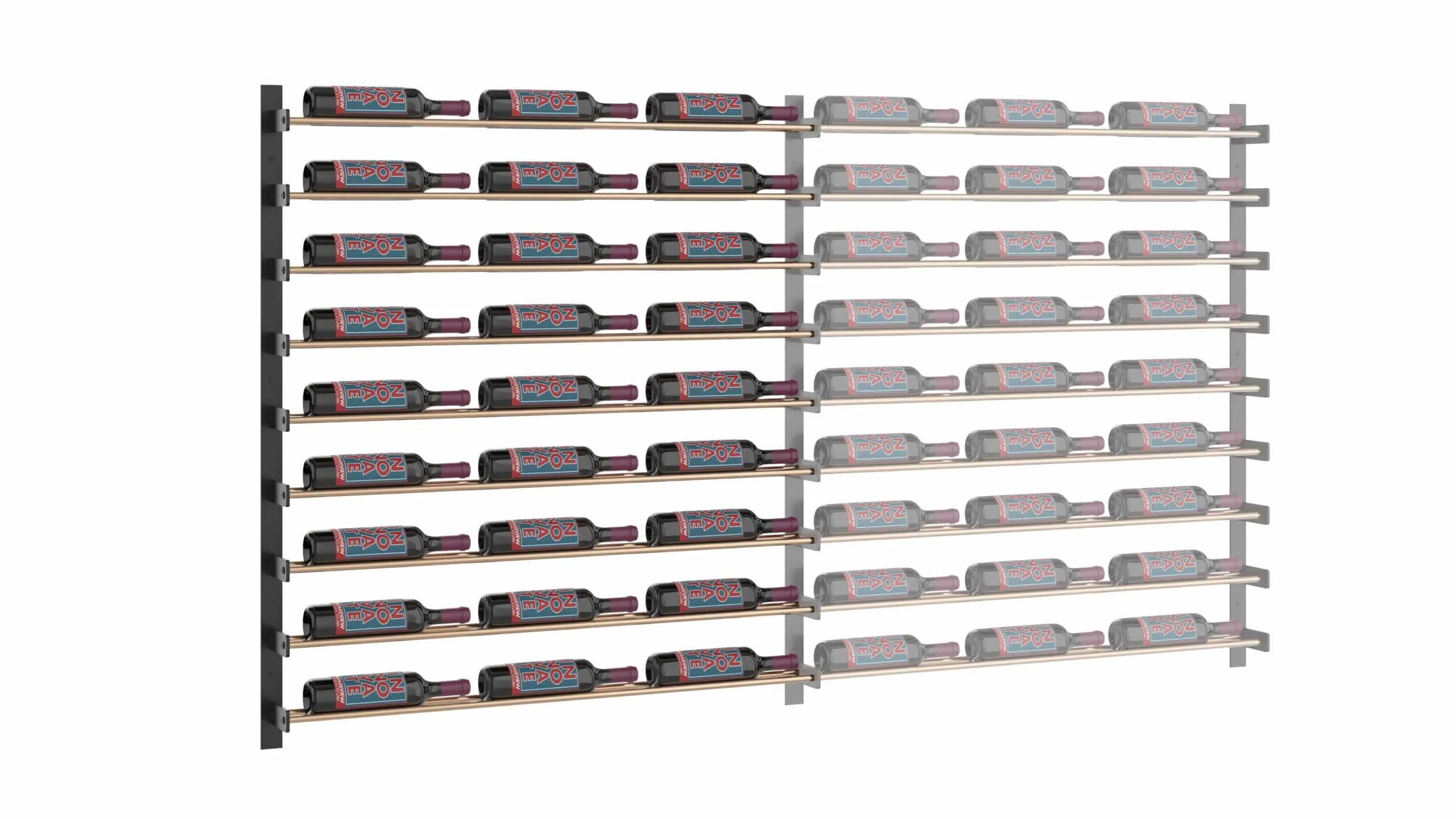 VintageView Evolution Wine Wall 45 3C Extension (wall mounted metal wine rack expansion pack) Matte Black Golden Bronze 27 Bottle Single