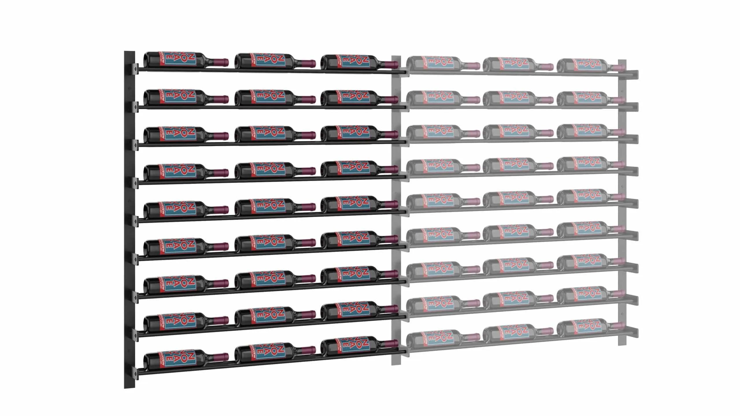 VintageView Evolution Wine Wall 45 3C Extension (wall mounted metal wine rack expansion pack) Matte Black 27 Bottle Single