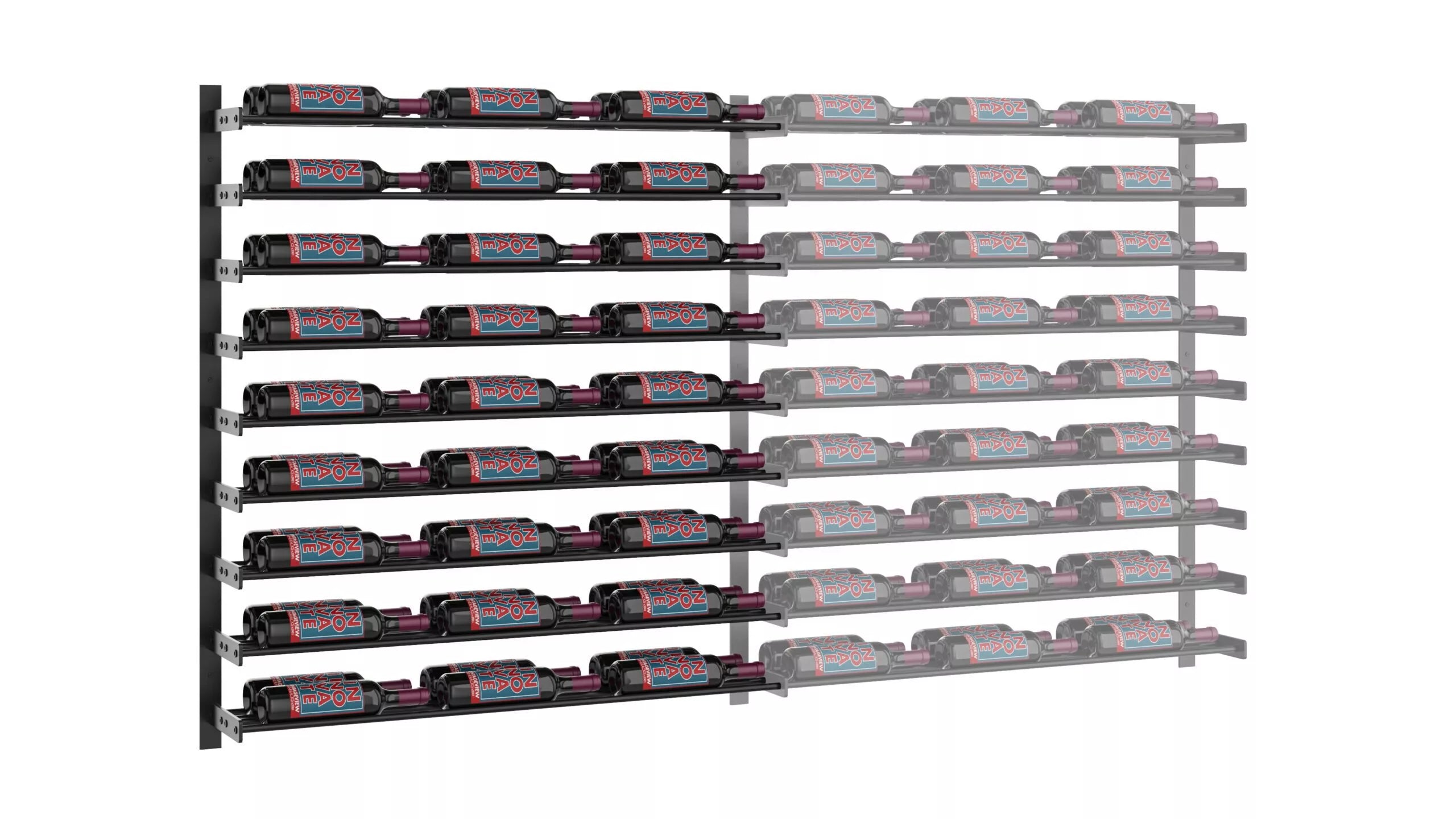VintageView Evolution Wine Wall 45 3C Extension (wall mounted metal wine rack expansion pack) Matte Black 54 Bottles Double