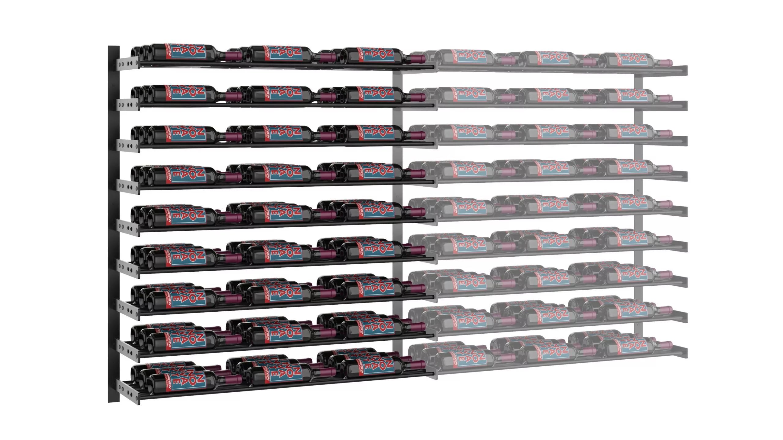 VintageView Evolution Wine Wall 45 3C Extension (wall mounted metal wine rack expansion pack) Matte Black 81 Bottles Triple