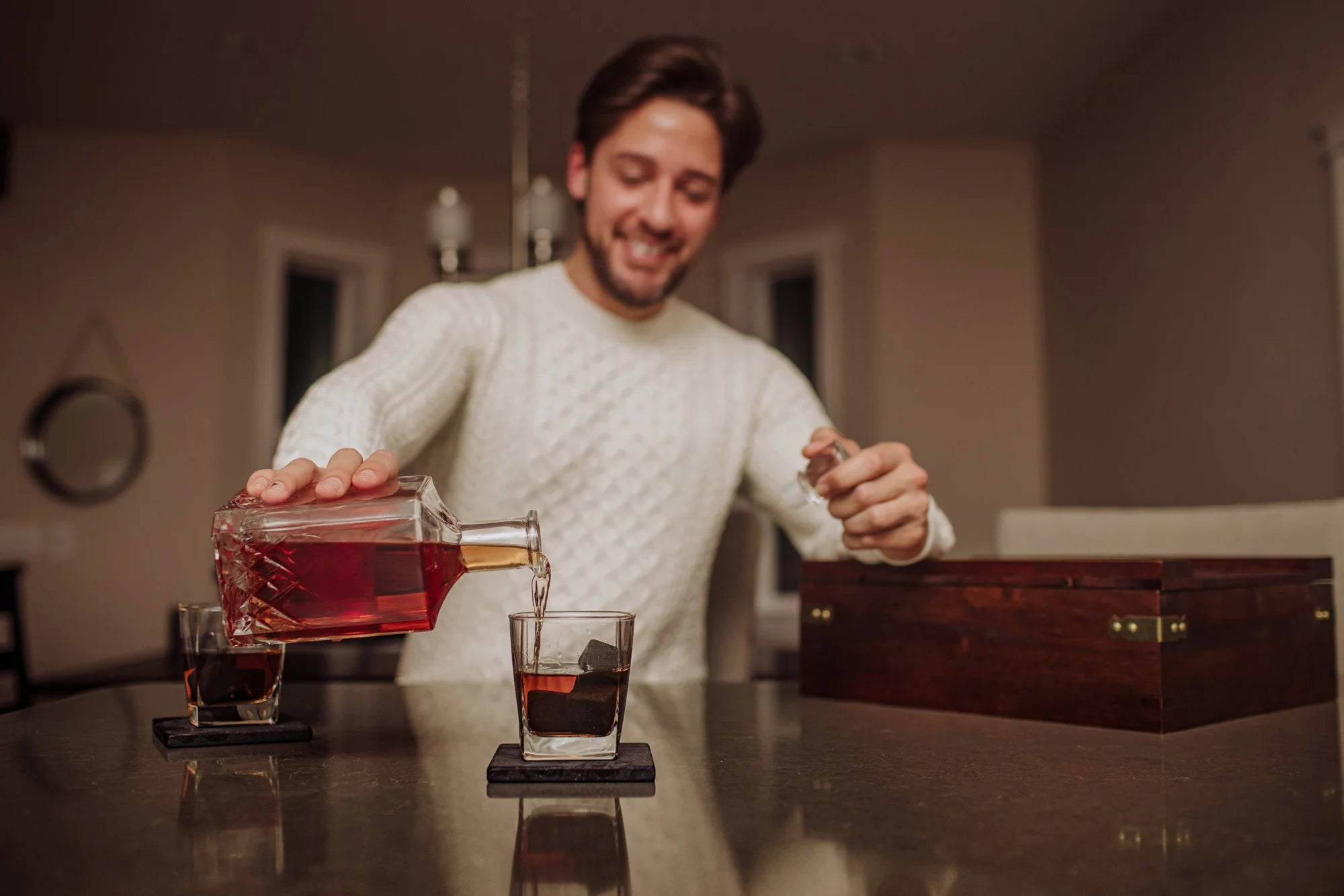 Whiskey Box Gift Set with Decanter