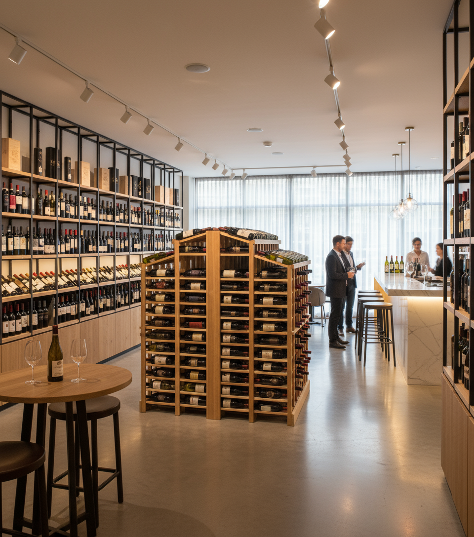 Retail 13 Freestanding Island with 2 Tiered Displays  - Premium Wooden Wine Racks