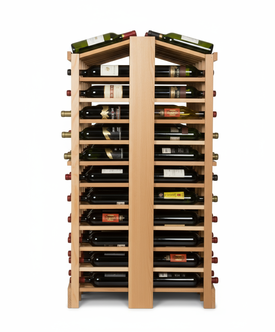 Îlot autonome Retail 10 avec une seule rangée d'exposition - - Casier à vin en bois premium