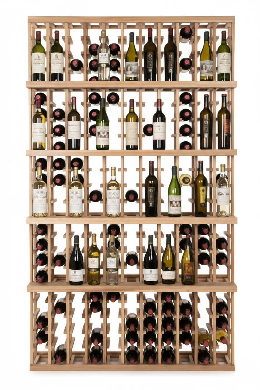 Vente au détail de 3 bouteilles de 750 ml avec 4 rangées de présentation - Casier à vin en bois premium