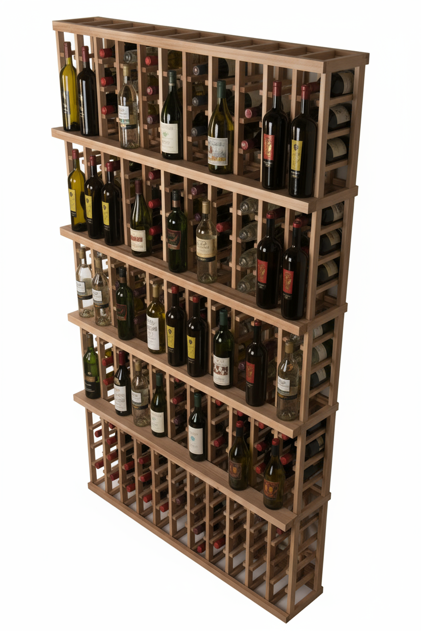 Vente au détail de 3 bouteilles de 750 ml avec 4 rangées de présentation - Casier à vin en bois premium