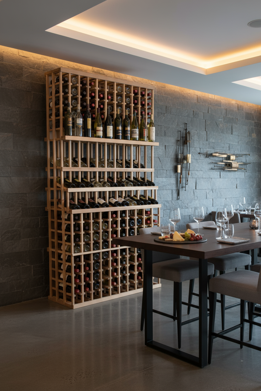 Retail 1 Double Deep Lower with 3 Display Rows - Premium Wooden Wine Racks