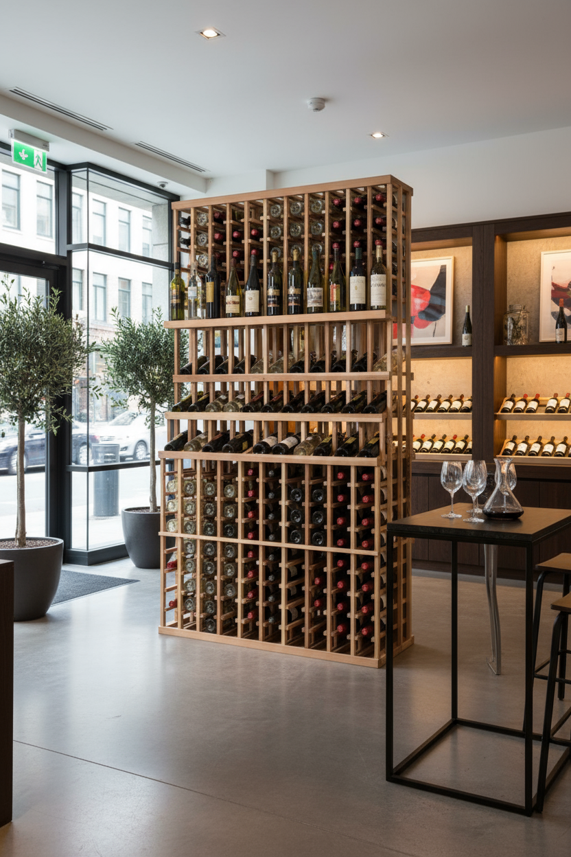 Retail 1 Double Deep Lower with 3 Display Rows - Premium Wooden Wine Racks