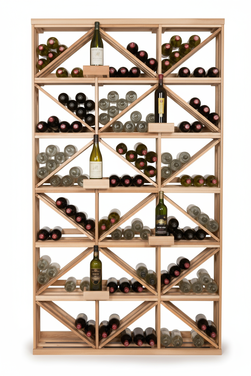 Présentoirs à diamants en boîte de détail 15 avec 5 perchoirs pour bouteilles - Casier à vin en bois premium