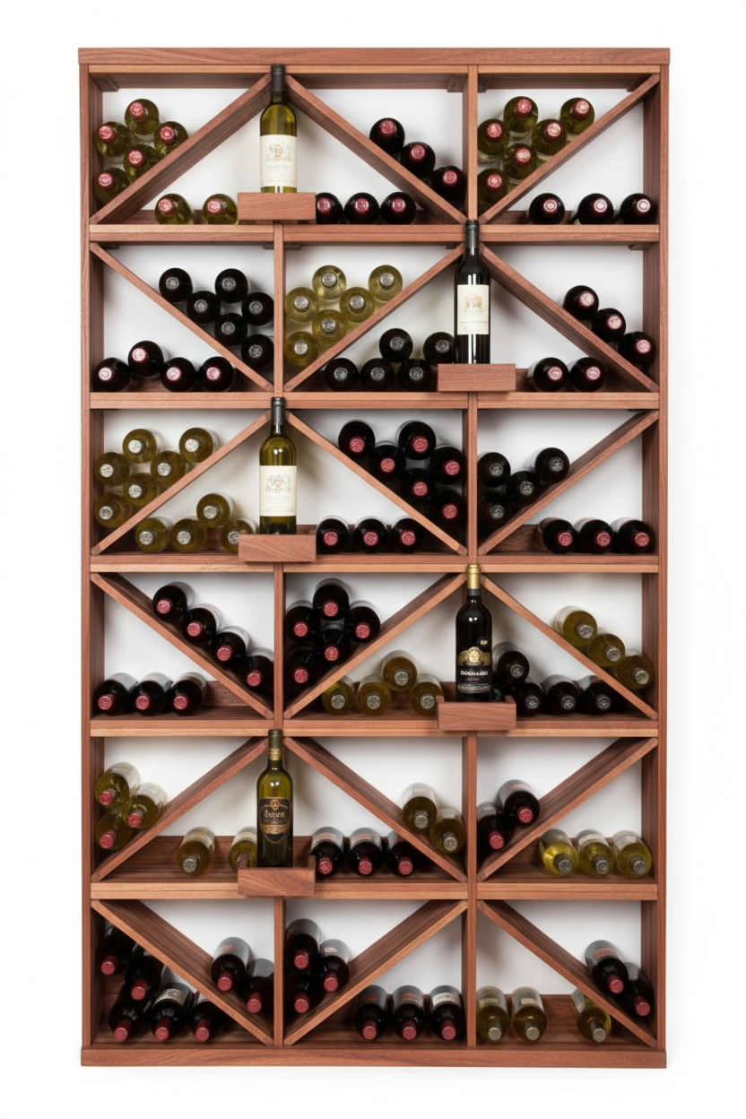 Retail 15 Box Diamond Bins with 5 Bottle Perches  - Premium Wooden Wine Racks