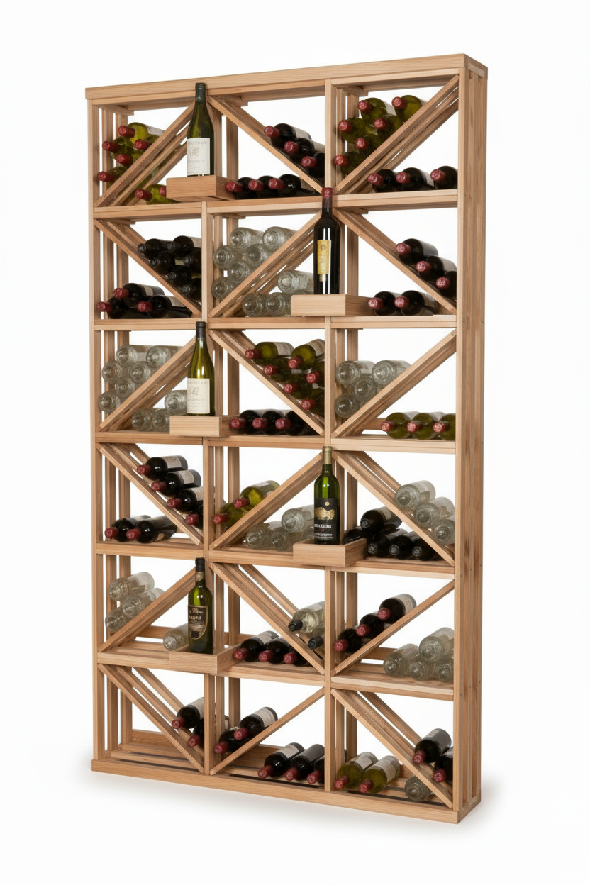 Présentoirs à diamants en boîte de détail 15 avec 5 perchoirs pour bouteilles - Casier à vin en bois premium