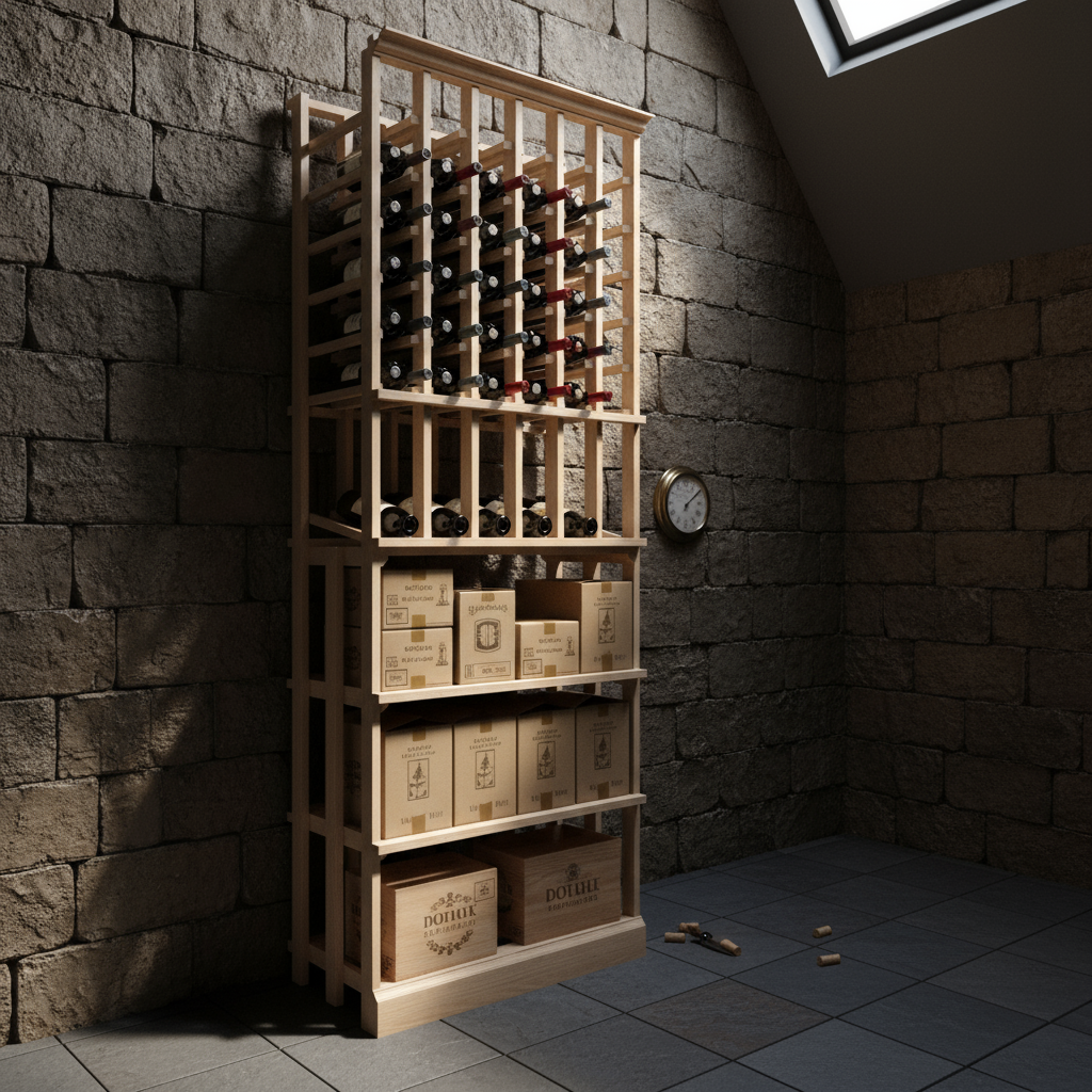 Full Height Wood Case with Individual Bottles - Premier Cru Premium Wooden Racking