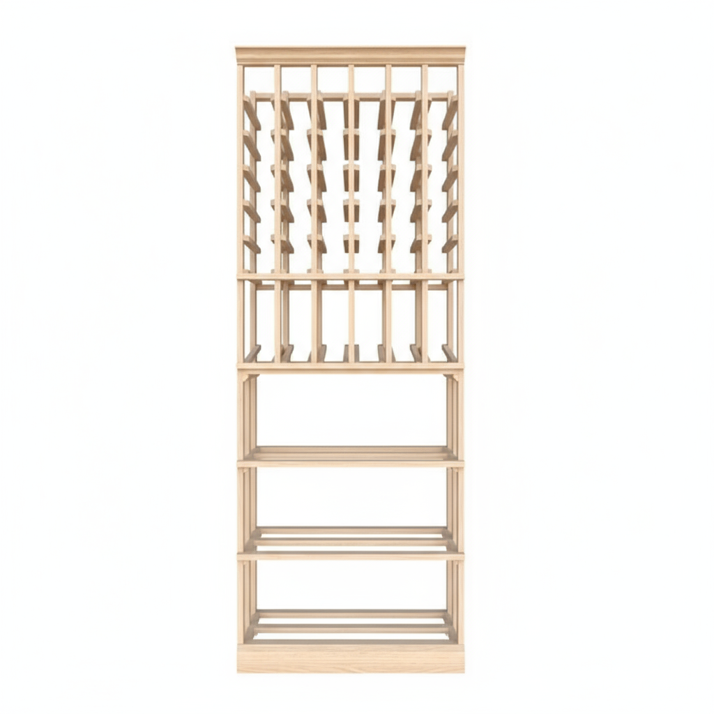 Full Height Wood Case with Individual Bottles - Premier Cru Premium Wooden Racking