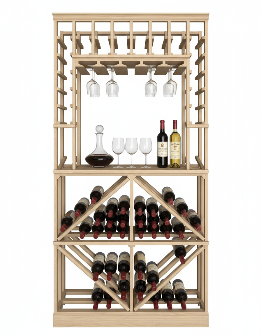 Tasting Niche with Diamond and Standard Bottle (750ml)  - Premier Cru Premium Wooden Racking
